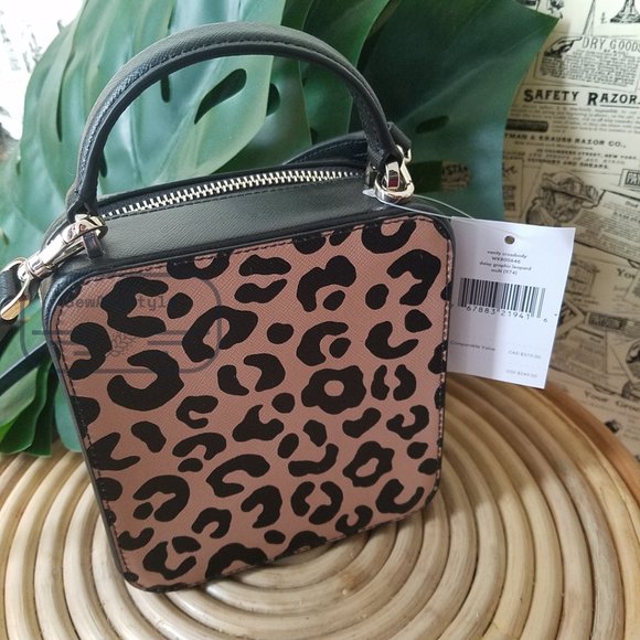 - KATE SPADE DAISY GRAPHIC LEOPARD VANITY CROSSBODY BAG BLACK REMI NWT $249 - Picture 6 of 8
